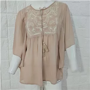 مانتو شومیز زنانه دخترانه کرمی حریر خفاشی