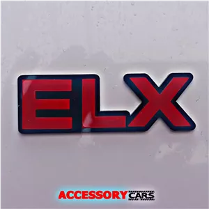 آرم و لوگو پشت صندوق عقب و گلگیر پلکسی قرمز مدل ای ال ایکس ELX