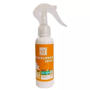 اسپری ضد آفتاب بیرنگ صورت و گردن و دست مای SPF 50 مدل آلوئه ورا محافظ UVA ،UVB مناسب برای انواع پوست حجم 100 میلیلیتر