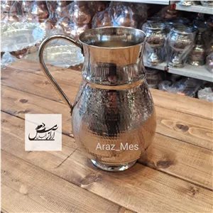 پارچ مسی چکشی کروم بدون درب نانو نقره ای فاخر زنجان