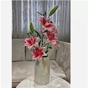 گلدان شیشه ای زبرا سایز بزرگ رنگ سفید براق