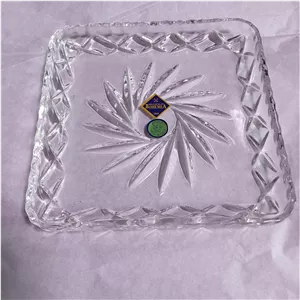 پیش دستی کریستال طرح خورشیدی مربع برند بوهمیا