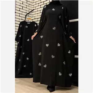 مانتوعبایی قلب ی نگین دارالیزه