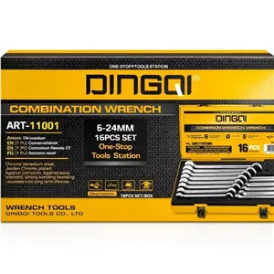 ست آچار یکسر تخت یکسر رینگ 16 عددی دینگچی (DINGQI) مدل ART-11001 سایز 6 تا 24 میلی متر 