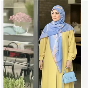 روسری نخی سایز 140 کاستوم سی تو چرخ دوز دلناز آبی زیبا