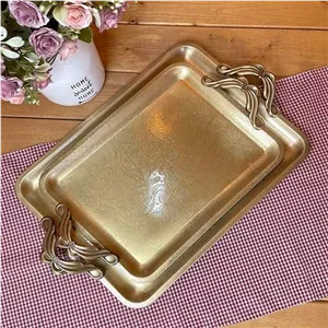 سینی مستطیل رز دو سایز دسته پاپیونی آنتیک دیانا