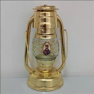 فانوس شمعی رنگ طلایی با شیشه ناصرالدین شاه 