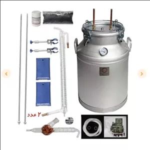 دستگاه تقطیر 100 لیتری با کندانسور شیشه ای و پک ویژه دیگ گلاب