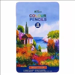 مداد رنگی 12 تایی جعبه فلزی  ریکو Rico
