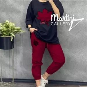 ست تیشرت شلوار فلامنت طرح برگ