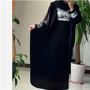 مانتو عبایی آستین پلیسه تافته دارای بند تنظیم