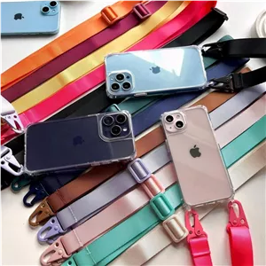 بند موبایل پارچه ای دو قلاب رنگی