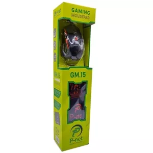 ماوس گیمینگ با سیم پی نت مدل GM15 به همراه ماوس پد (پس کرایه)