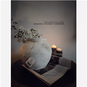 گلدان دکوراتیو سفالی پتینه مدل گرد(پس کرایه)