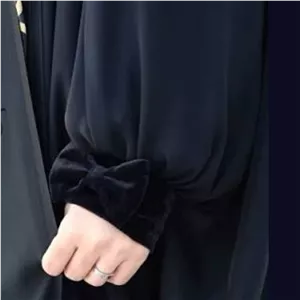 چادر جده مدل آوا سنبادی پاپیون با مچ کرپ چادر مشکی عربی اصیل مچی دار سمبادی کرپ حریر اسود درجه یک 