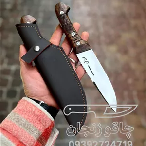 چاقو کمری ممد قمی تیغه فولادی سر کج با غلاف (صنایع دستی زنجان)