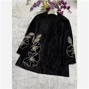 مانتو گلرخ مخمل شنل مشکی سایز 38 تا 50