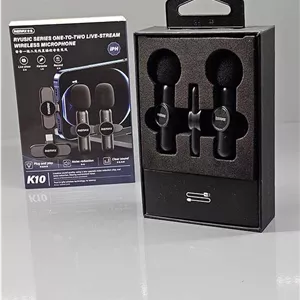 میکروفون وایرلس 2 کاربره برند ریمکس k10 اورجینال Remax wireless microphone for 2 users k10
