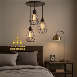 لوستر سه شعله الماس فلزی