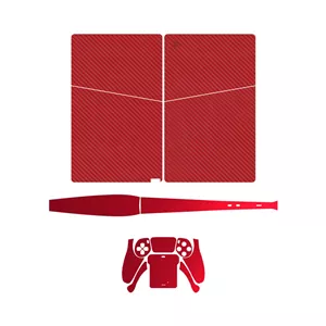 برچسب کنسول و دسته بازی PS5 Slim Digital Edition ماهوت مدل Red FiberMatte Warm Red  - با بهترین کیفیت