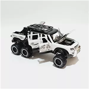 اسباب بازی ماشین فلزی رنجروور دیفندر 6 چرخ Range rover DEFENDER of road رنگ سفید ماکت فلزی