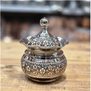 قندان مسی کروم الماس تراش گلبرگ بدون پایه