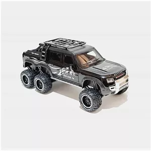 اسباب بازی ماشین فلزی رنجروور دیفندر 6 چرخ Range rover DEFENDER of road رنگ مشکی ماکت فلزی