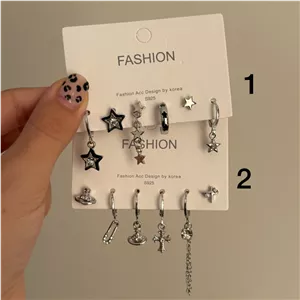 پک گوشواره کروم هارتز و ستاره