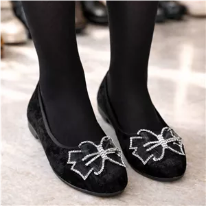 بابت پاپیونی جیر شیک مجلسی نگیندار زنانه دخترانه پاپوش کالج ونس کفش صندل تابستانی روفرشی نگینی راحتی طبی سبک روزمره هشتک