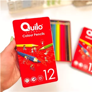 مداد رنگی 12 رنگ جعبه فلزی Quilo