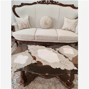سرویس رومیزی مخمل دانتل سوییسی پنج تکه ترک