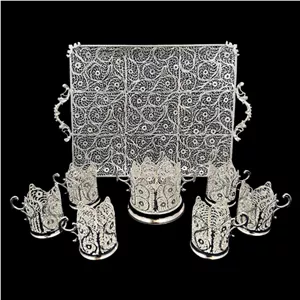 ظروف ملیله کاری ست پذیرایی چای خوری 7