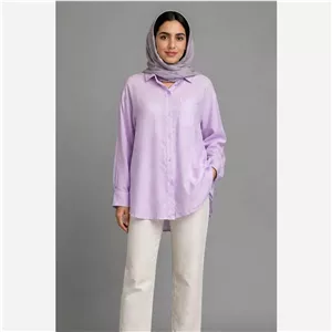شومیز زنانه نخی یقه مردونه یاسی مدل 1009