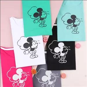 تیشرت زنانه طرح پروانه مدل میکی موس دارای رنگبندی متنوع مناسب سایز 38 تا 44