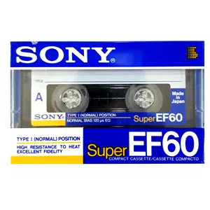 نوار کاست خام نوستالژی SUPER EF 60 سونی ساخت ژاپن اصل ، با ظاهر زیبا و خاطره انگیز از گذشته