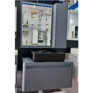 روشویی کابینتی  طوسی بامبو در2 سایز 70و 80 همراه با آینه و باکس(پسکرایه)
