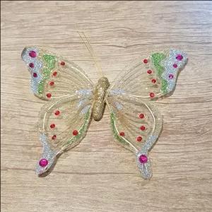 پروانه مگنتی اکلیلی رنگ طلایی(اتاق و پرده) ابعاد 16 در 7 جنس توری با دیزاین نگین