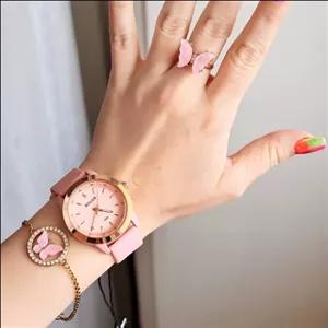ست دخترانه ساعت مچی و دستبند و انگشتر فری سایز کیفیت بالا شیک و زیبا کد 31 و کد 29 ع طبق ترتیب اسلاید 