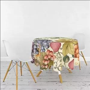 رومیزی مخمل دایره طرح میوه های سه بعدی مدل 0082