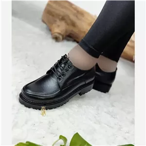 کفش طبی زنانه مدل تمنا کلاسیک چرم حولهای مشکی سایز 37 تا 40 زیره PU طبی