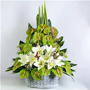 سبدگل آنتریوم و لیلیوم مراسم ترحیم (آلپینا گلفروشی تربت حیدریه)