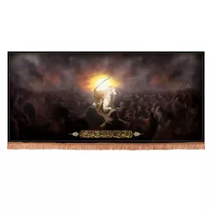 کتیبه مخمل افقی با دعای اللهم العن اول ظالم ظلم حق محمد و آل محمد صلی الله علیه و آله (701030) - 280 600 سانتی
