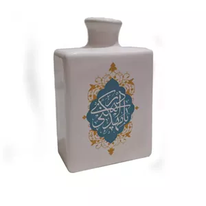 گلدان سرامیکی مستطیلی با شعار یا مهدی ادرکنی کادر آبی