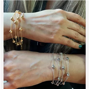 دستبند زنانه چند لاین گوی دار 