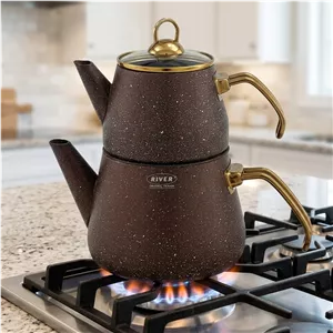 کتری و قوری گرانیتی ریور کد 5883 شکلاتی ارسال رایگان