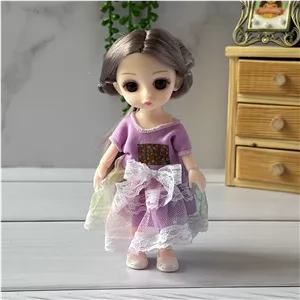 عروسک مفصلی وارداتی با لباس یاسی جعبه دار