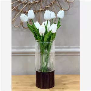 گلدان بلور و چوب قطر 10