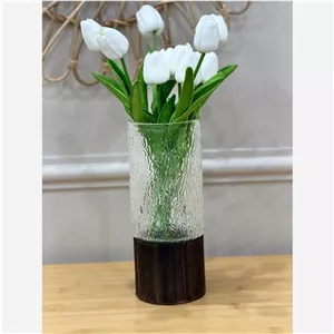 گلدان بلور و چوب ارتفاع 25