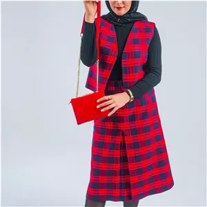 جلیقه دامن موهر چهارخونه