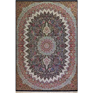 فرش ستاره کویر یزد 500 شانه کلکسیون شاهین کد SK زمینه سورمه ای